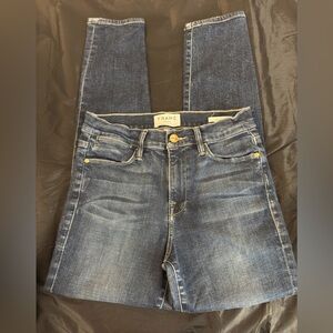 Frame Le High Dark Blue Straight Leg Jeans